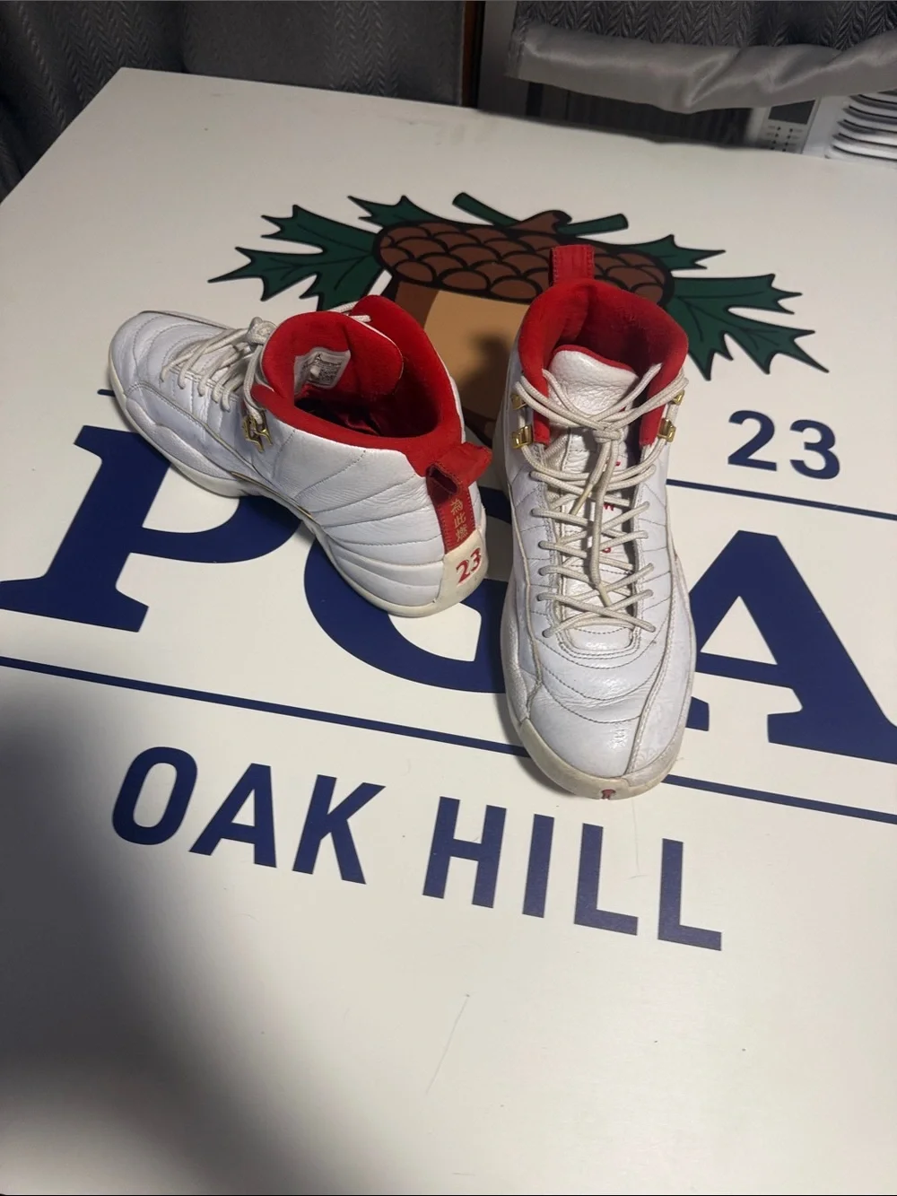 Jordan 11 Mens FIBA White and Red High-Top Basketball Sneakers